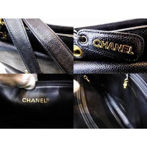 Chanel Turnlock Chain Tote Bag Caviar Skin Black Gold - Picture 4 of 6